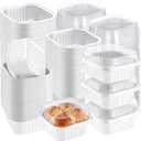 200 Pack 5 oz Mini Cake Pans with Lid, Aluminum Foil Mini Baking Tins, Square Disposable Cupcake Baking Cup Dessert Container for Wedding Birthday Party Picnic(White,Classic)