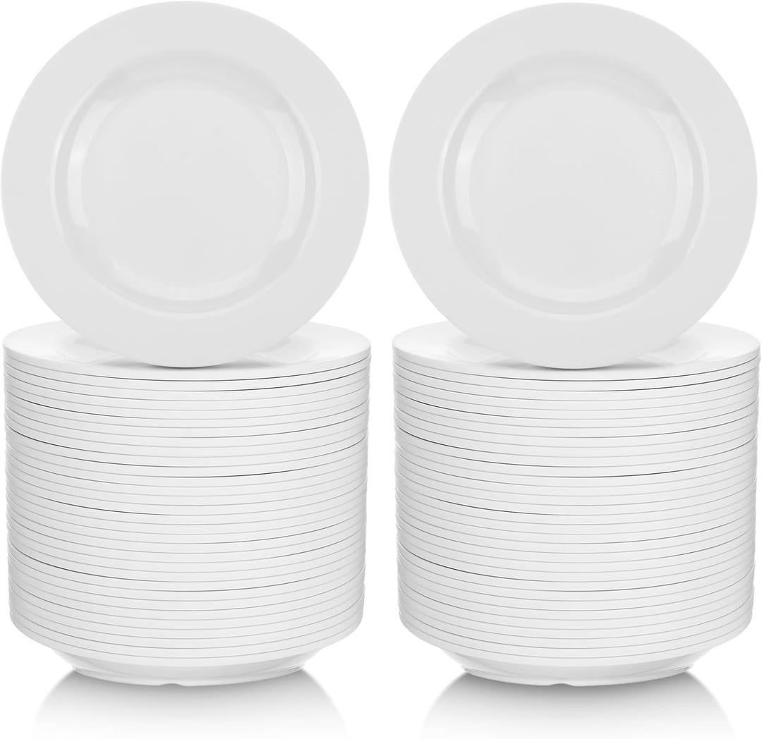 Vesici 36 Pieces Melamine Appetizer Plates 5.91 Inch Melamine Dessert Plates Small White Round Lightweight Saucers Serving Dish Catering for Appetizer Snacks Dinner Wedding Party