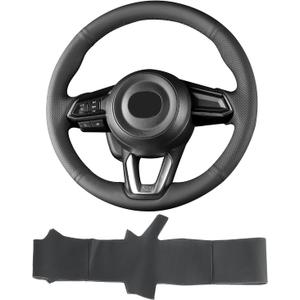 Hand Sewn Microfiber Leather Steering Wheel Cover on Wrap,Fit for 2017 2018 Mazda 3/2017-2020 Mazda CX-5 Mazda 6/2016-2020 CX-9/2018 2019 2020 CX-3