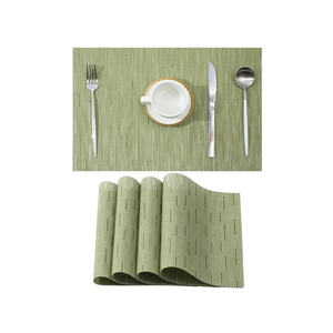 Table Placemats Set of 6 - PVC Heat-Resistant Placemats Washable Kitchen Table Mats Double Sided Placemats Easy to Clean Suitable for Dining Table Kitchen Restaurant (Green)