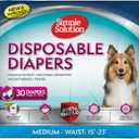 Simple Solution Disposable Dog Diapers, Female Dog Diapers, Puppy Potty Training, Incontinence and Heat Cycle Protection, Medium Diapers for Dogs, 15-23 Inch Waist, 30 Count