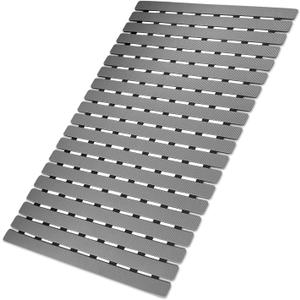 MBOSS Bathtub Mat Non Slip, Shower Mat for Inside Shower, Suction Cups Design and Drain Holes, 27.5 X 15.7 Inch, Bathroom Essentials Safe, Easy to DIY Cut, Soft and Eco-Friendly Materials (Grey)