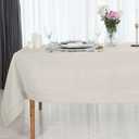D'Moksha Homes Light Natural Linen Tablecloth 60 x 108 Inch - 100% Pure Linen Natural Table Cloth for Rectangle Tables - Classic Hemstitch, Machine Washable Tablecloth for Spring