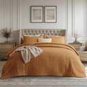 Bedsure Boho Quilts Queen Size - Ultra Soft Queen Quilt Bedding Set for Boho Bedroom Decor, Lightweight All-Season Comforter with 2 Pillow Shams, Honey Ginger Summer Bedspread Coverlet 90x96 Inch