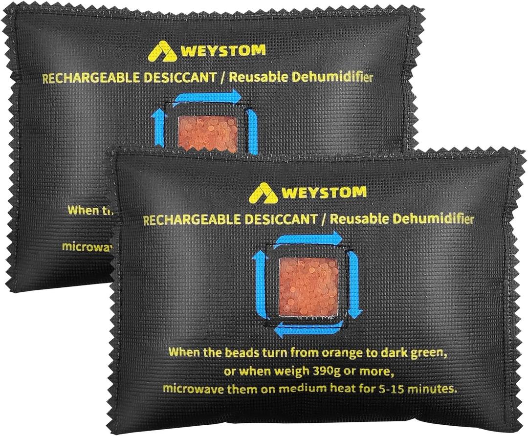 300g x 2 Packs Rechargeable Desiccant - Advanced Aramid Non-Woven Dehumidifier Bags for Gun Safes and Cars - Toxic-Free Orange Desiccant Packs with Transparent Indicator Window (2)