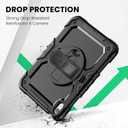 SEYMAC Case for iPad (A16) 11th/10th Generation 2025/2022 (11/10.9), Sturdy Heavy Duty Full-Body Shockproof Protective Case with Screen Protector, Rotating Stand, Hand/Shoulder Strap, Black