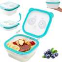 2 x Magnetic Foldable Food Storage Containers Set, Kitchen Stacking Reusable Collapsible Silicone Airtight Storage Container, BPA Free & Leak Proof, for Freezer Dishwasher Microwave Safe