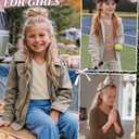 YooAurvox 3 Pack Girl's 3/4 Sleeve T-Shirts Soft V Neck Tops Loose Fit Shirts Basic Lightweight Blouses Cute Summer Tees(Brown, Khaki, Apricot,13-14 Years)