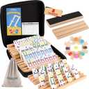 Upgraded Mexican Train Dominoes Set With 8 Wooden Holders, Double 12 Dominos Set For Kids, Adults Travel Domino Train Set With 91 Tiles And Carry Case, Classic Board Games For Family Night