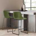 DUMOS Bar Stools Set of 4, 26 Inch Counter Height Faux Leather Barstools with Back, Modern Metal Leg Bar Chairs for Kitchen Island, Dining Pub Table, Home Bar, Green