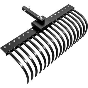 YITAMOTOR 48" Tow Behind Landscape Rake, 2" Receiver Lown Dethatcher Rack with 17 Steel Tines for ATV/UTV & 3-Point Hitch Systems Tractor, for Leaves, Debris, Grass, Pine Needles