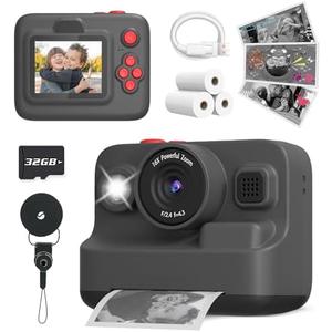 Yehtta Kids Camera Instant Print, Christmas Birthday Gifts for 3-12 Year Old Boys Girls, 2.4in Screen 1080P Kids Digital Camera Toys for Kids Age 3 4 5 6 7 8 9 10 with 3 Rolls Print Paper 32G Card