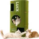 3-Tier Felt Cat House & Tunnel Bed for Indoor Cats  Enclosed Felt Cat Cave Condo with Plush Ball & Cushion  Cozy Hideaway Nest & Cat Furniture, Large Covered Casa para Gatos