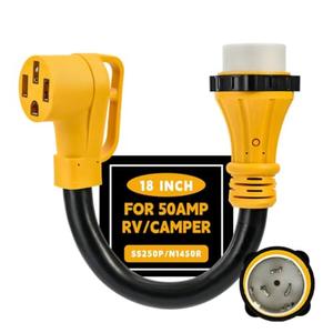 NEMA SS2-50P to 14-50R 50 Amp Marine Shore Power to Tesla EV RV Power Adapter Cord, Twist Lock SS2-50P/CS6365 to 4 Prong 50A RV Outlet Receptacle for Camper Trailer Motorboat Yacht