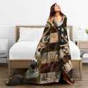 Deer American Flag Blanket Throw Blanket Flannel Lightweight Soft Plush Fuzzy Blankets for Bed Sofa Couch Livingroom Chair Car Travel Pet 50"x40"