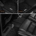 3W Floor Mats Compatible for Jeep Gladiator 2020-2024, TPE All Weather Custom Fit Floor Liner for Jeep Gladiator,1st & 2nd Row Full Set Car Liners with Grey Logo, Black