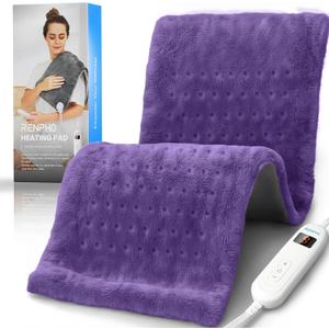 RENPHO XL Electric Heating Pads, King Size Heating Pad for Back Pain & Cramps Relief, FSA/HSA Eligible, Gifts for Women Men Mom Dad, ETL Certified, Auto Shut Off, 12" x 24" Violet