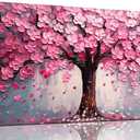 Pink Wall Art Large Tree of Life Wall Art for Living Room Bedroom Office Bathroom Modern Framed Canvas Prints Pink and Grey Picture Size 20x40 Inch