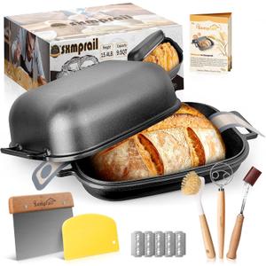 Cloche Loaf Dutch Oven, Pre-Seasoned, 9.5QT, 13 LBS Heavy Duty, Non-Stick, Large Bread Loaf Pan, Oval Cast Iron Bread Pan With Lid, Cloche Homemade Loaf Pan, Sourdough Artisan Bread Baking Pan