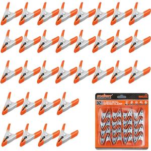HORUSDY 32-Piece 2" inch Small Spring Clamp, Spring Metal Spring Clamps, 3/4"-inch Jaw opening (Orange)