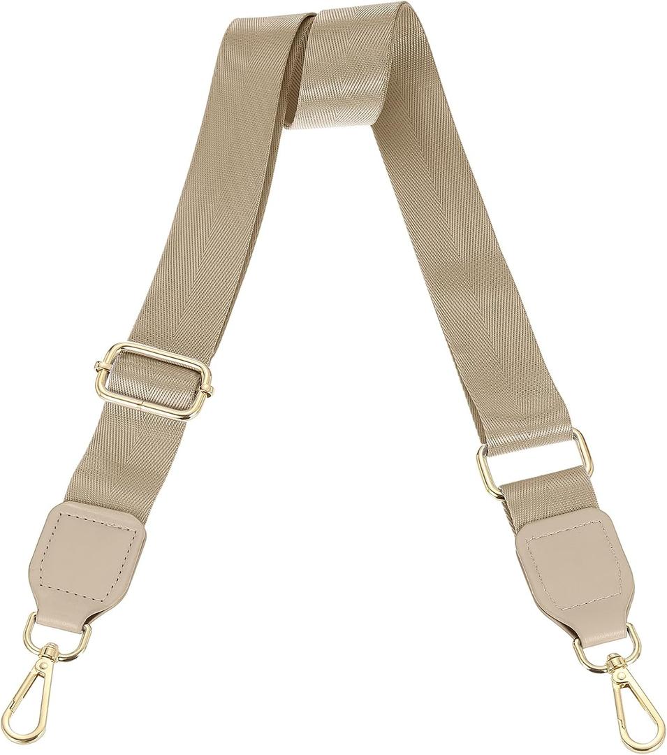 uxcell Wide Shoulder Strap, 3.8cm Adjustable Purse Strap Replacement Crossbody Strap for Shoulder Bag Handbag, Khaki, Gold Square Mouth Buckle, 3.8cm / 1.5