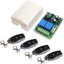 QIACHIP 110V 120V 220V Wireless RF Remote Control Relay Switch Universal 2-Channel 433MHz Receiver with 4 pcs Transmitters for Garage Door Openers, Cars, LED Lights & More (KR2202)
