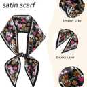 AWAYTR Long Silk Feel Scarf Women Hair Scarf Satin Neck Scarf Tie Bandana Headband Scarf Edge Wrap Head Scarf Purse Handbags (Black, M)
