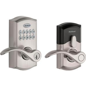 Kwikset SmartCode 955 Pembroke Light Commercial 10-Button Keypad Electronic Lever, Featuring Convenient Keyless Entry, 3-Year Batter Life and High Traffic Durability Satin Nickel