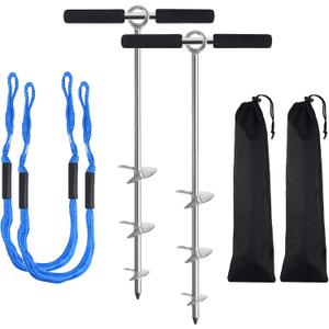 Sand Anchor for Boat, Beach Anchor Boat Sand Anchor with Bungee Dock Line to Hold Watercraft Secure, Jet Skis,Kayak ect.Apply to The Sandbar Anchor or Shallow Water Anchor(2 Material 3 Size)