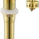 Pop up Sink Drain Stopper for Bathroom Vessel Vanity Sink Art Basin Brushed Gold, Small Cap Without Overflow, Metal Pop-up Drain Strainer with Detachable Basket Stopper