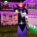 Spooky 10FT Halloween Inflatables Headless Grim Reaper with Flame LED Lights Carving Eyeball from Skull Holiday Blow Ups for Ultimate Halloween Yard Lawn Decor