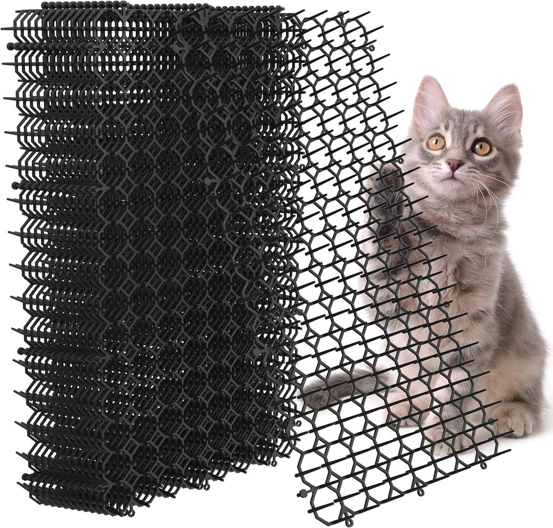 Hmyomina 16 x 8 Inch Scat Mat for Cats, 16 Pack Cat Scat Mat with Spikes - Deterrent Mat for Cats and Dogs - Cat Deterrent Outdoor & Indoor (Black)