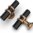 Asidrama 10 Pack Champagne Bronze and Matte Black Kitchen Cabinet Knobs Cabinet Hardware Zinc Knobs for Dresser Drawers (Single Hole Knob)