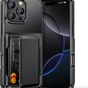 Vofolen for iPhone 16 Pro Max Case Wallet with Card Holder [Max 5 Cards] Dual Layer Heavy Duty Shockproof Drop Protective Hidden Flip ID Slot Cover for iPhone Pro Max Phone Case for Men Women-Black