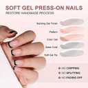 2 x RTKHFZE Press On Nails Short - French Tip Press On Nails Square, Soft Gel False Nails,Glue On Nail For Gift, Natural Reusable Stick On Nail In 15 Sizes - 32 Fake Nails Kit for Gift Idea (Classic Black)