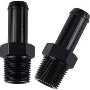 EVIL ENERGY 3/8" NPT Male to 1/2" Barb Fitting Adapter Straight Aluminum Black 2 PCS