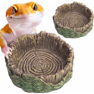 Reptile Water Dish Hermit Crab Food Bowl Small for Tank Feeding 2 Pack