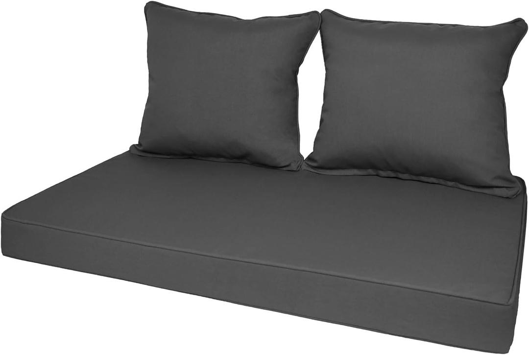 Outdoor Loveseat Cushion Set, Deep Seat Cushion Set, Outdoor Seat Cushions for Patio Furniture, 44 x 24, Deep Patio Chair Cushions for Couch, Water Repellent, Fade Resistant