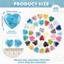 Nuenen 40 Pcs 1.4 Inch Heart Shaped Crystal Worry Stone Bulk Heart Rock Tiny Trinkets Healing Crystal Gemstone Employee Appreciation Gifts Palm Pocket Love Carved Rock for Mom Women Meditation