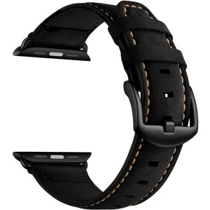 XL Leather Band Compatible with Apple Watch 11 10 46mm Ultra 49mm Mens Women Vintage Black Leather Strap XL Big Wrist Bands for iWatch Series 9 8 7 45mm 6 5 4 3 44mm 2 1 SE 42mm