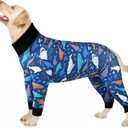 Etdane Dog Onesie Surgery Recovery Suit for Female Male Dogs After Spayed Suit Surgical Recovery Suit Anti Shedding Body Suit for Dog/ Sharks/Large