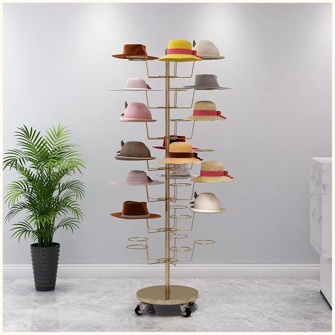 Metal Hat Rack, Retail Freestanding Hat Wig Display Stand, Floor-Standing Hats Wigs Holder Tree, Commercial Large Hats Organizer Cap Hanger for Hat Store Shop and Cloakroom