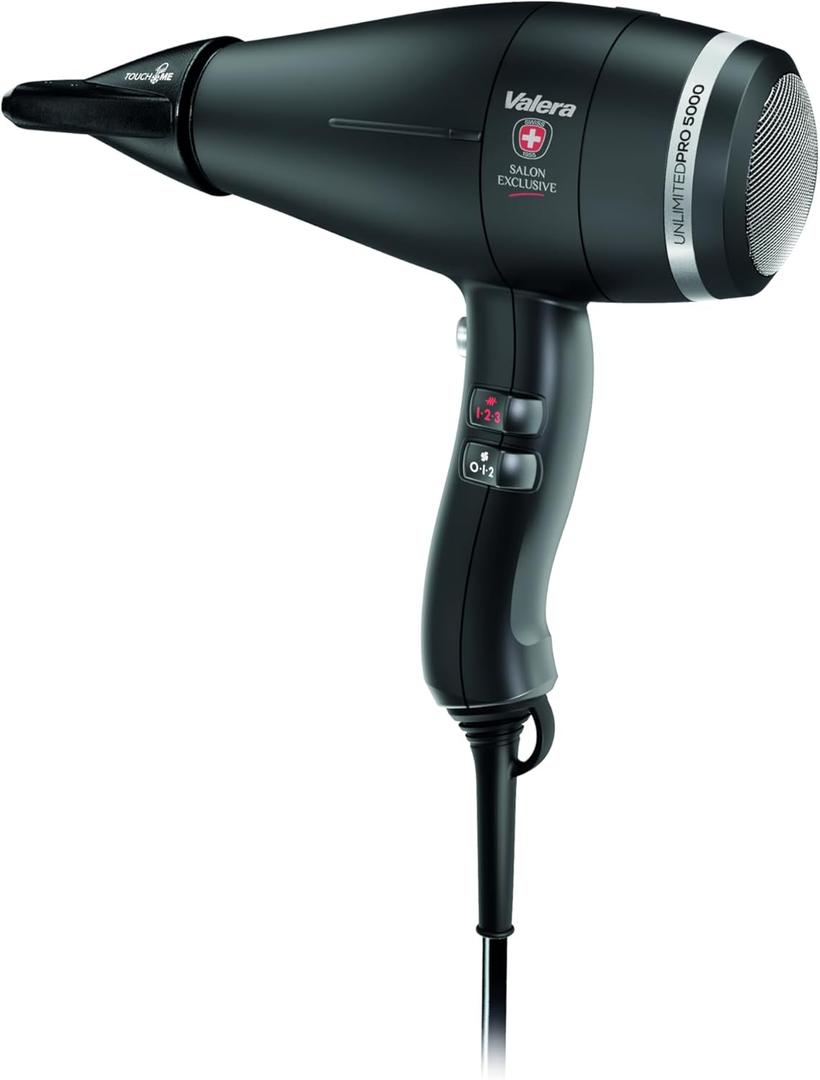 Unlimited Pro 5000 – Professional Hair Dryer, Lightweight with Digital Motor, 6 Heat and Speed Settings, Ionic Technology, Soft Black, Swiss Made