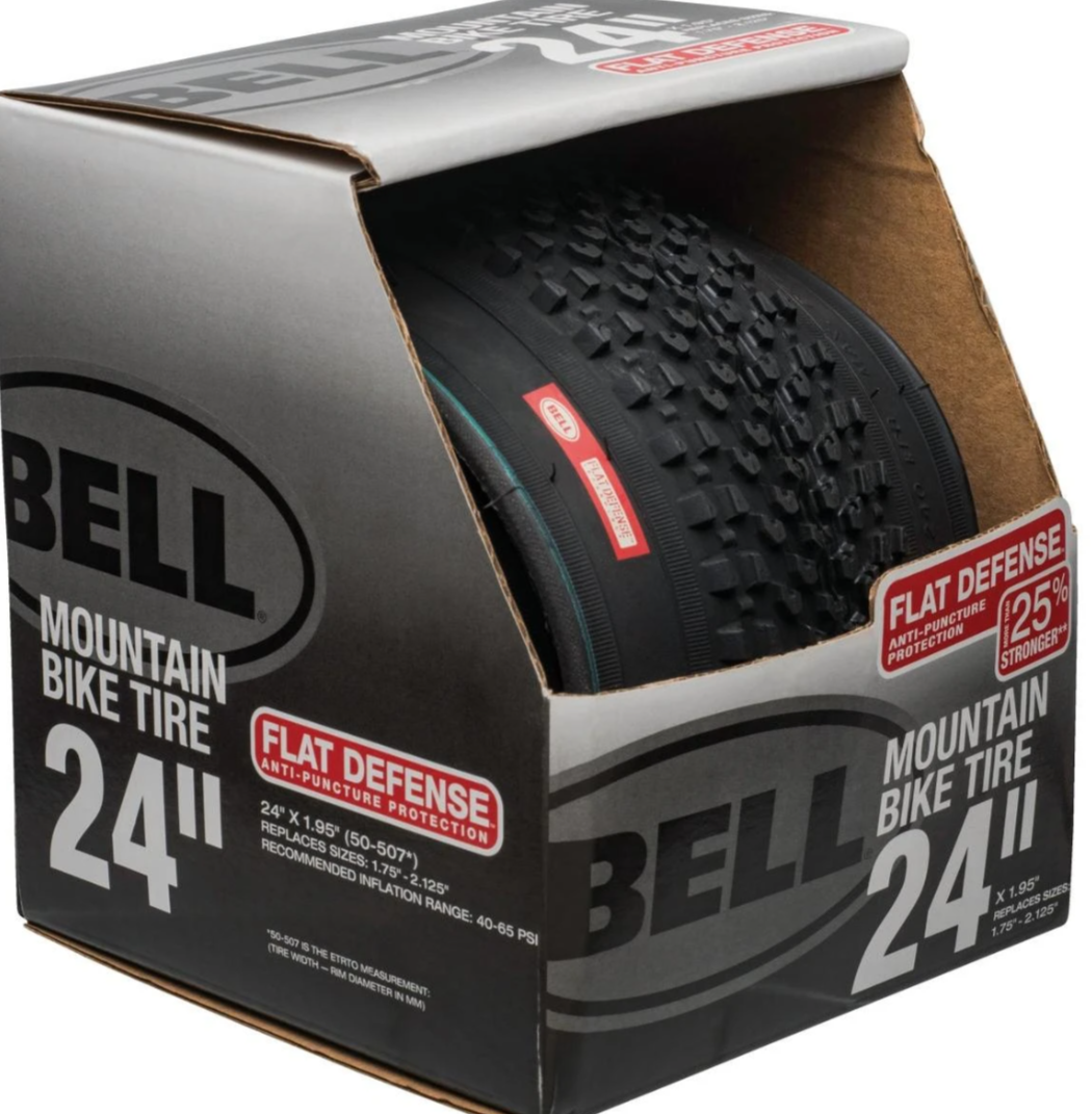 Bell 7091038 Flat Defense Mountain Bike Tire, 24" x 1.75-2.125", Black, 24" x 1.75-2.25", Black - 24" x 1.75-2.25"