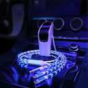 IHAO Multi Connectors Fast Charging Cable 3 Combinations in One Cable USB A to USB C/Micro USB Cord Lighted Up LED Flowing Compatible with Most of Electric Device-47 Inches Blue