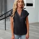 BMJL Womens Tops Dressy Casual Blouses Summer Tops Trendy V Neck Short Sleeve Shirts Business Casual Outfit (XL)