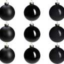 DN DECONATION Black Glass Christmas Ornaments, 3.15 Christmas Ball Hanging Christmas Baubles for Xmas Tree Decoration, Set of 9 Decor for Gothic DIY Gift