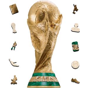 Official FIFA World Cup 2026 Edition Trophy Puzzles for Adults, 200 Pieces Football Merchandise Wooden Puzzles, Unique Soccer Gifts for Fans, Collectors Puzzle, 6.3 x 15.7 Inch Sports Souvenirs