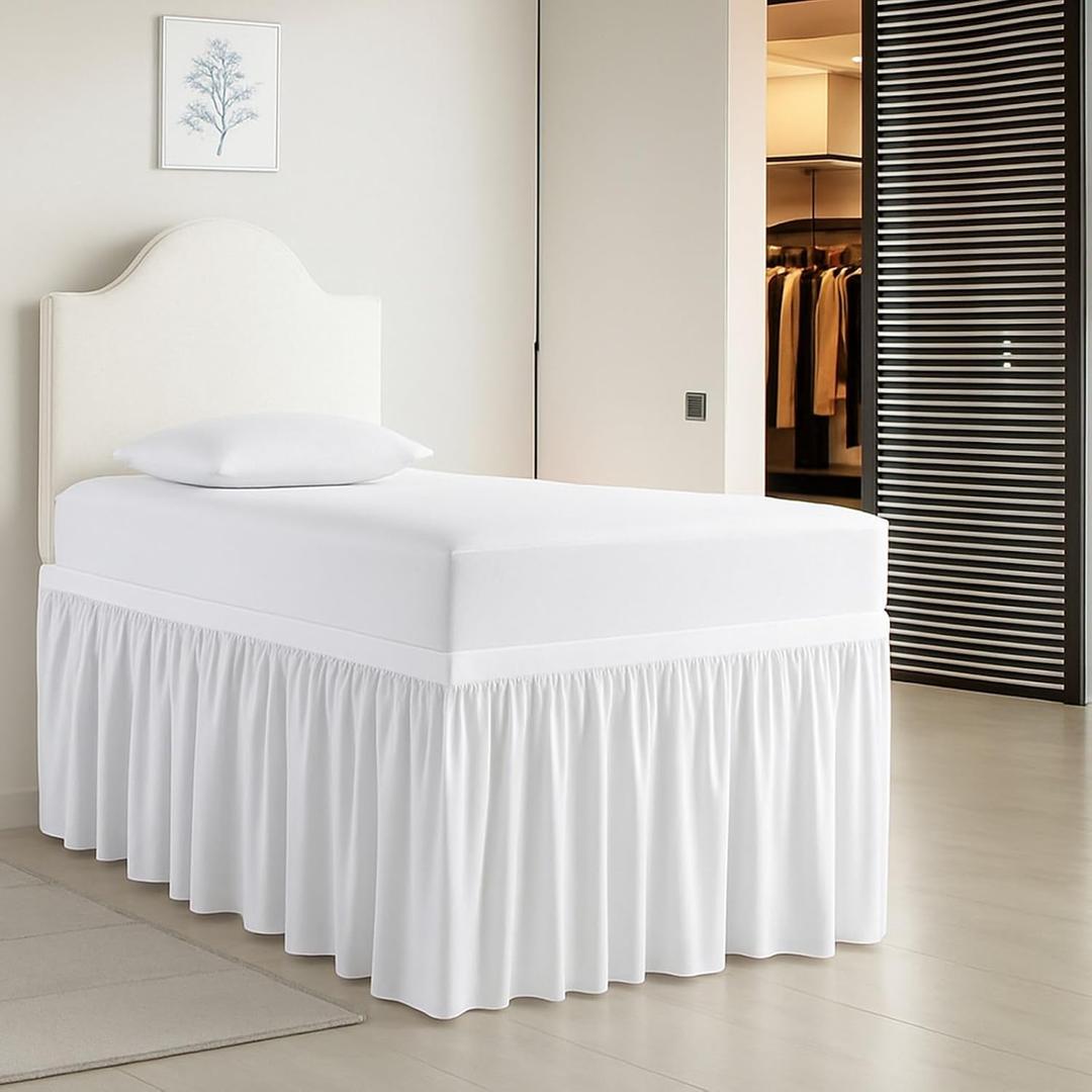 Cottington Lane Ruffled Dorm Room Bed Skirt Twin XL 32 Inch Drop, Hotel Quality Premium 1800 Brushed Microfiber Twin Extra Long College Dust Ruffle, White Cottington Lane Ruffled Dorm Room Bed Skirt Twin XL 32 Inch Drop, Hotel Quality Premium 1800 Brushed Microfiber Twin Extra Long College Dust Ruffle, White