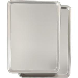 Commercial Quality Baking Sheet Pan Set, Natural Aluminum Cookie Sheet, Umite Chef Warp Resistant Baker's Half Sheet Pan, Large Thick Cookie Tray Pans for Baking, Roasting (2 Pack, 18x13In)